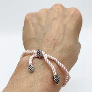 David Yurman Pink Adjustable Sterling Silver Silk Bracelet